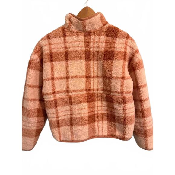 Girls Northface Pink Plaid Sherpa Fleece Jacket Large - Picture 5 of 5